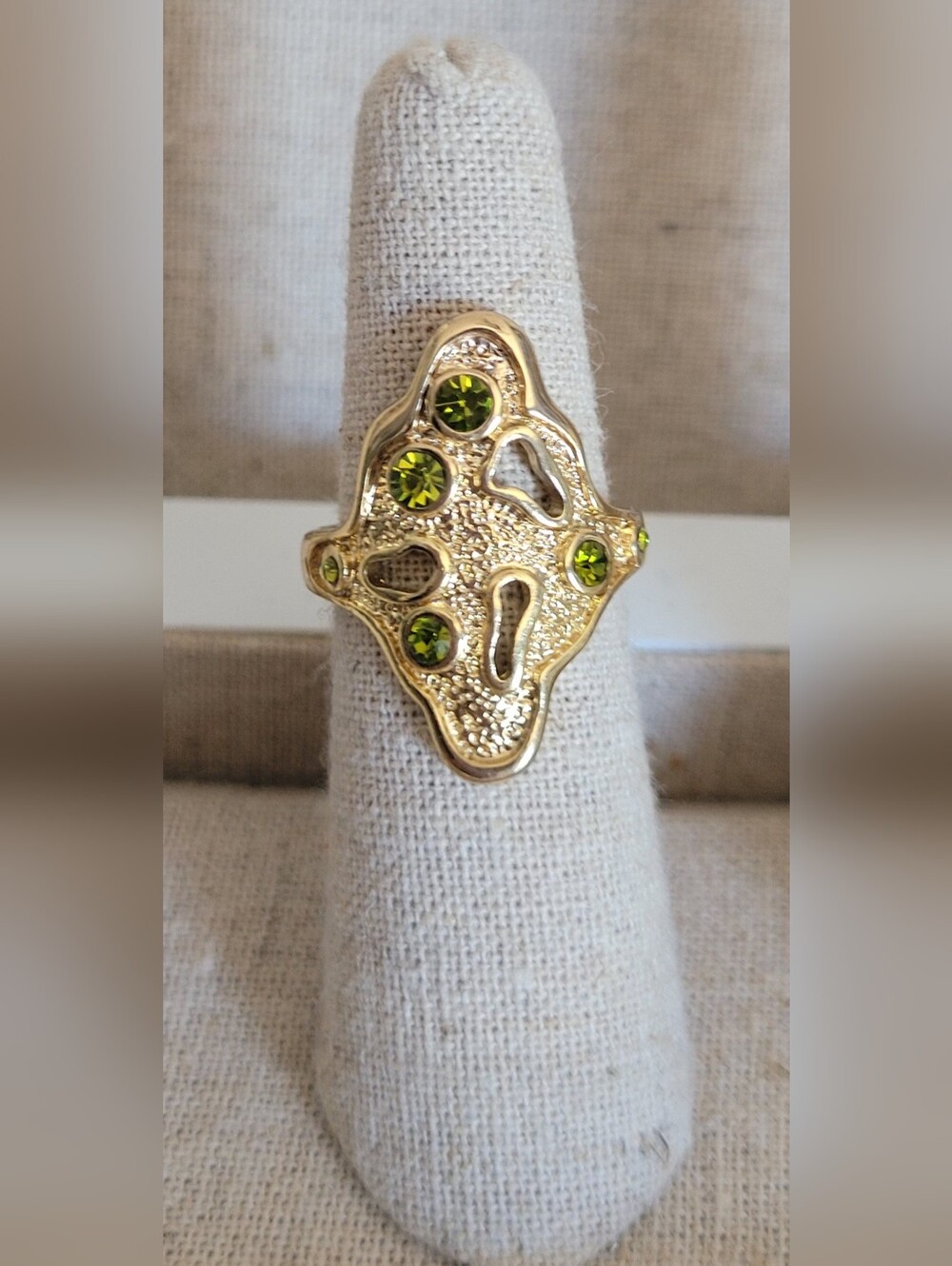 Pierre Lang Organic Freeform Wearable Art Gold Ring Peridot Green Stones 5